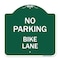 Signmission Designer Series Sign-No Parking Bike Lane, Green & White Aluminum Sign, 18" x 18", GW-1818-23758 A-DES-GW-1818-23758 - alternate 1